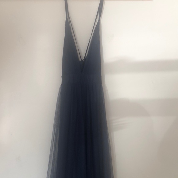 Navy tulle a-line full length formal dress - Picture 2 of 8